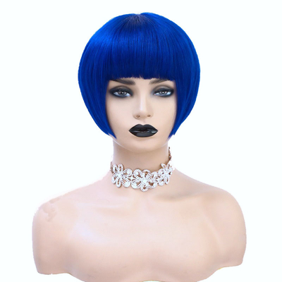 Material base de encaje suizo Remy Hair Virgin Silky Short Bob Cut Perucas para mujeres con 1