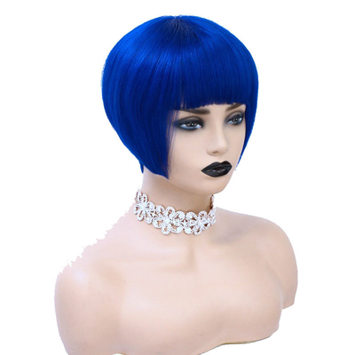 Material base de encaje suizo Remy Hair Virgin Silky Short Bob Cut Perucas para mujeres con 1