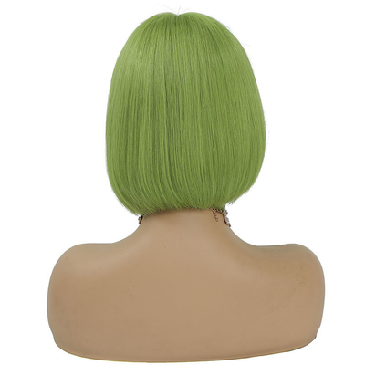 Color verde pelo humano brasileño corto bob pelucas de 10 pulgadas con pelo de bebé y encaje HD Frontal