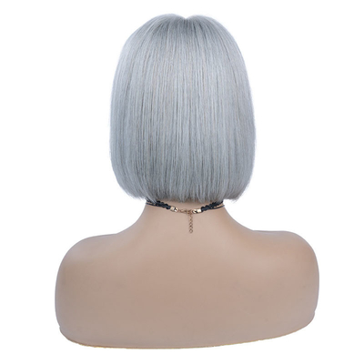 Color verde pelo humano brasileño corto bob pelucas de 10 pulgadas con pelo de bebé y encaje HD Frontal