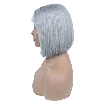 Color verde pelo humano brasileño corto bob pelucas de 10 pulgadas con pelo de bebé y encaje HD Frontal