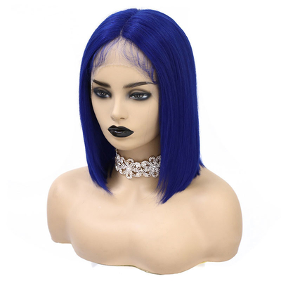 BOB peluca de 14 pulgadas 100% cabello humano virgen 360 encaje Frontal encaje transparente para mujeres negras