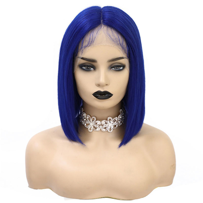 BOB peluca de 14 pulgadas 100% cabello humano virgen 360 encaje Frontal encaje transparente para mujeres negras