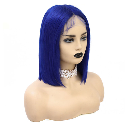 BOB peluca de 14 pulgadas 100% cabello humano virgen 360 encaje Frontal encaje transparente para mujeres negras