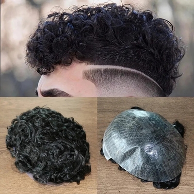 Cuticle completo 100% Cuticle virgen Cabello alineado Afro Toupee para hombres negros