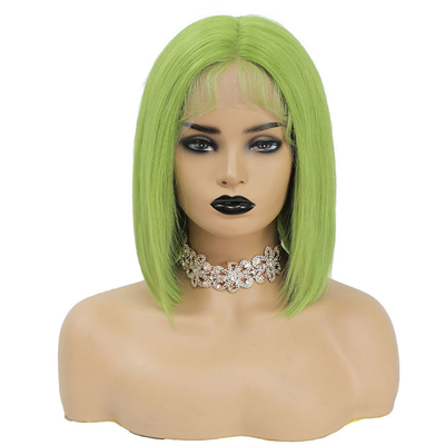 100% Cabello humano HD de encaje brasileño Frontal 8A 10A 12A Peineta verde corta con encaje suizo