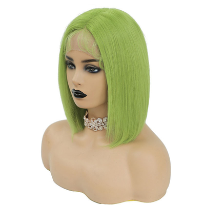100% Cabello humano HD de encaje brasileño Frontal 8A 10A 12A Peineta verde corta con encaje suizo