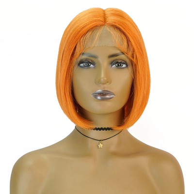 Enlace transparente 150% Densidad Remy Cabello Relieve Naranja Bob recto Pelucas con cabello de bebé