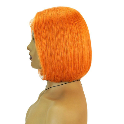 Enlace transparente 150% Densidad Remy Cabello Relieve Naranja Bob recto Pelucas con cabello de bebé