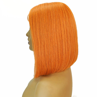 14 pulgadas HD encaje frente bob pelucas con naranja natural sedoso cabello humano recto peruano
