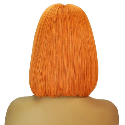 14 pulgadas HD encaje frente bob pelucas con naranja natural sedoso cabello humano recto peruano