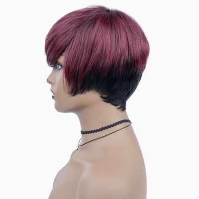 6 pulgadas Verano HD encaje suizo Raw Virgin Cabello humano sedoso recto Peruca corta Pixie corte de pelucas para mujeres negras