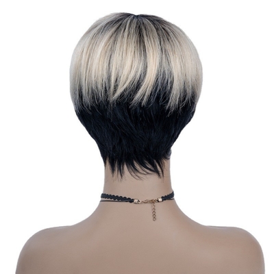 6 pulgadas Verano HD encaje suizo Raw Virgin Cabello humano sedoso recto Peruca corta Pixie corte de pelucas para mujeres negras