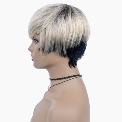 Peruca de cabello humano hecha por máquina T1B 613 Blonde Color Perucas cortas rectas para mujeres negras