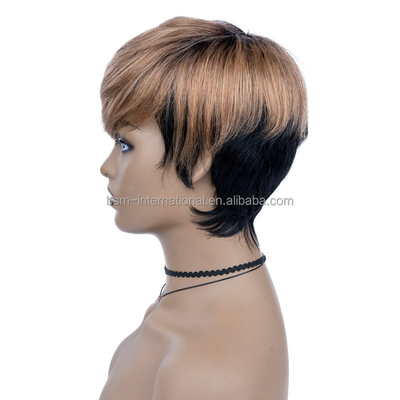 T1B/27 Color Pre Plucked Peinados cortos de cabello humano Pelucas para mujeres negras Pixie corte brasileño