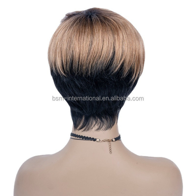 T1B/27 Color Pre Plucked Peinados cortos de cabello humano Pelucas para mujeres negras Pixie corte brasileño