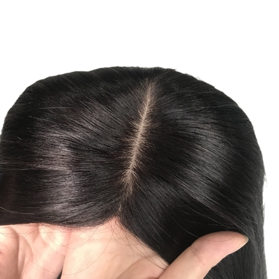 18 pulgadas de Europa natural real parte libre base de seda de pelo humano clip en el tope para mujeres