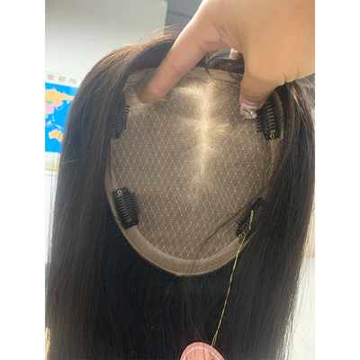 18 pulgadas de Europa natural real parte libre base de seda de pelo humano clip en el tope para mujeres