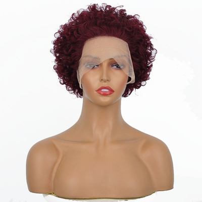 99J Borgoña India virgen cruda cutícula alineada de cabello humano encaje Pelucas delanteras para tamaño pequeño