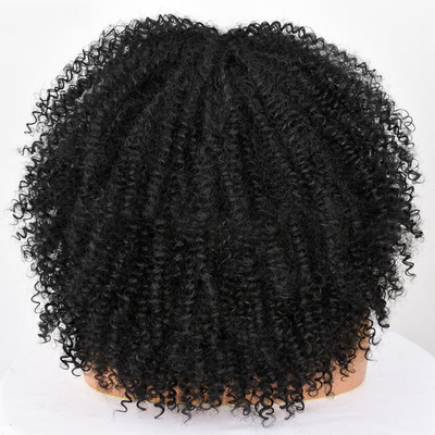 Cabello humano rizado de color marrón claro Pelucas con flecos Remy peruano Afro rizos pervertidos