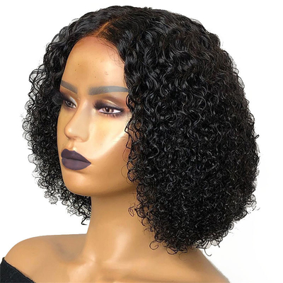 Cabello Remy 180% Densidad Afro Kinky rizado 4*4/13*4/13*6 encaje Frontal BOB Pelucas para mujeres negras 250g-450g