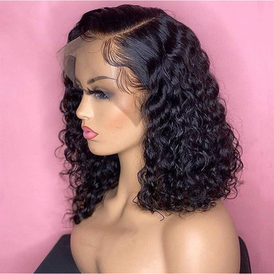 Cabello Remy 180% Densidad Afro Kinky rizado 4*4/13*4/13*6 encaje Frontal BOB Pelucas para mujeres negras 250g-450g