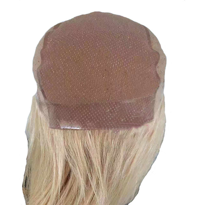 16-24 pulgadas 613 rubia con las manos atadas PU silicona pelucas médicas para mujeres blancas 100% cabello humano