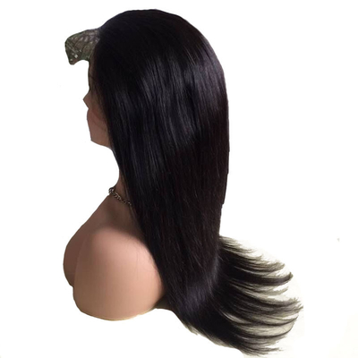 10-24 pulgadas de piel natural negra recta encaje completo hecha a mano de la gente Remy pelucas de pelo