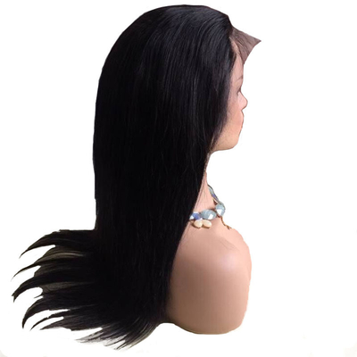 10-24 pulgadas de piel natural negra recta encaje completo hecha a mano de la gente Remy pelucas de pelo