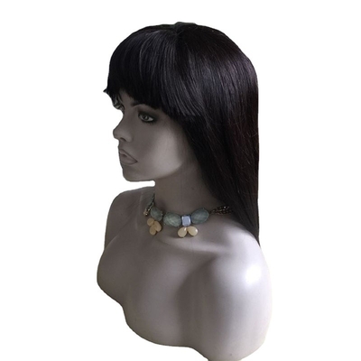 Naturales Negro virgen cruda Remy Full Lace Perucas atadas a mano con el cabello Bangs Vendedores de peluca