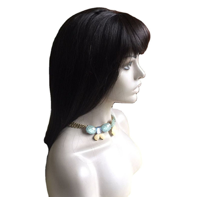 Naturales Negro virgen cruda Remy Full Lace Perucas atadas a mano con el cabello Bangs Vendedores de peluca