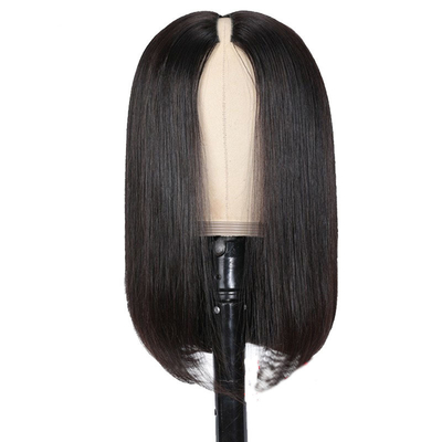 Corto diseño de moda 2022 Cuticular de onda de agua alineada en V sin encaje Peruca de cabello humano