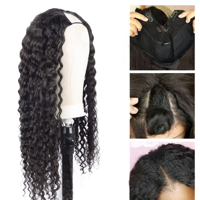 Deep Wave Raw Curly Human Hair Perucas para mujeres negras Pequeño/Gran/Medio Tamaño 8-32 pulgadas