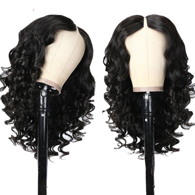 Ninguna Perucas de encaje V Parte del cabello de Camboya Peruca del cuerpo Onda del cabello humano crudo Sin dejar fuera sin pegamento