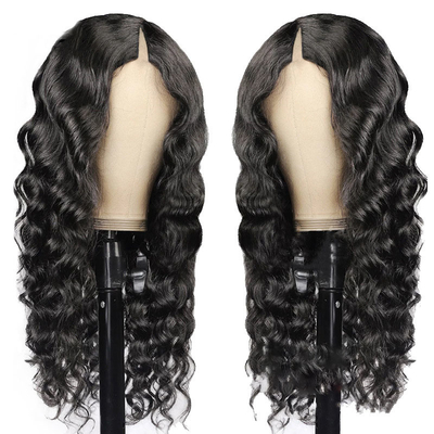 Pelucas de onda suelta V parte en línea con línea natural del cabello y máquina completa hecha doble dibujado