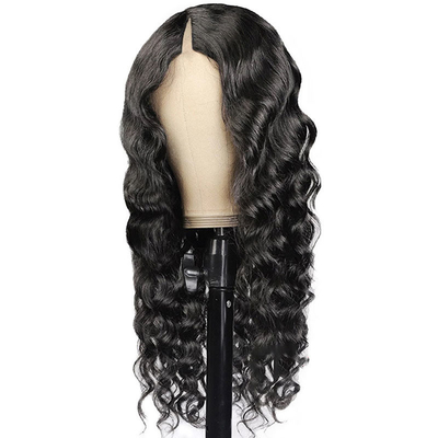 Pelucas de onda suelta V parte en línea con línea natural del cabello y máquina completa hecha doble dibujado