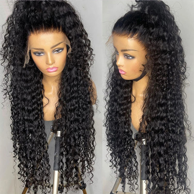 Cabello indio crudo HD Perucas frontales de encaje 360 Perucas de encaje para mujeres negras 10A 12A rizado