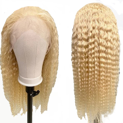 Cabello de grado Remy Cabello Italiano Largo Rizado Transparente Enlace Frente 613 Cabello humano rubio Pelucas