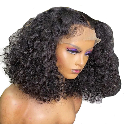 Olas de agua marrón claro Bob Peruca brillante brasileña de pelo humano virgen Hd Full Lace Peruca frontal