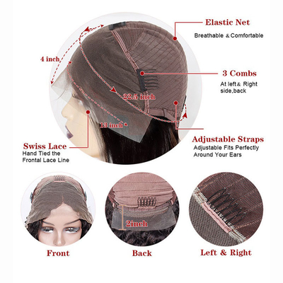 13x4 HD Perucas Frontales de encaje Cuticular completa Wave del cuerpo peruano Pelo humano Perucas de 12-30 pulgadas