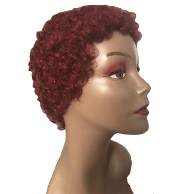 Afro Kinky Curly Cabello corto humano máquina hecha Pelucas para hombres Cabello brasileño