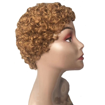 Afro Kinky Curly Cabello corto humano máquina hecha Pelucas para hombres Cabello brasileño