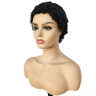 Máquina hecha de pelo corto rizado de pelo humano peluca afro rizada sin encaje cerradura virgen brasileña