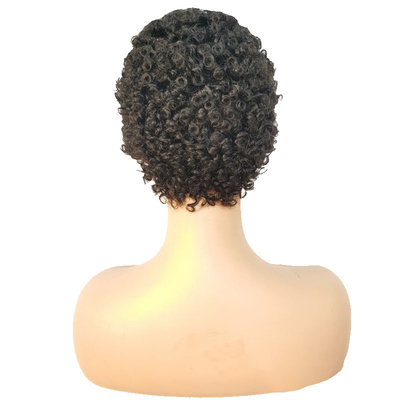 Máquina hecha de pelo corto rizado de pelo humano peluca afro rizada sin encaje cerradura virgen brasileña