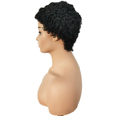 Máquina hecha de pelo corto rizado de pelo humano peluca afro rizada sin encaje cerradura virgen brasileña