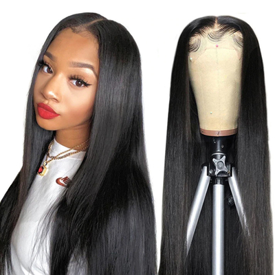 Long Black Bone Straight Vietense Raw Virgin Hair Wigs para la técnica de encaje delantero