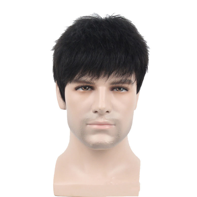 Perucas cortas sin pegamento personalizadas Cabello humano brasileño natural para hombres jóvenes a 250% de densidad
