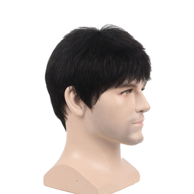 Perucas cortas sin pegamento personalizadas Cabello humano brasileño natural para hombres jóvenes a 250% de densidad