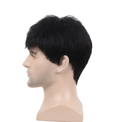 Perucas cortas sin pegamento personalizadas Cabello humano brasileño natural para hombres jóvenes a 250% de densidad