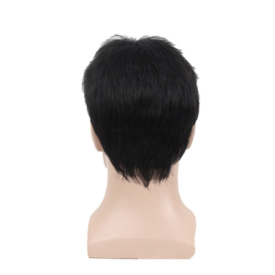 Perucas cortas sin pegamento personalizadas Cabello humano brasileño natural para hombres jóvenes a 250% de densidad